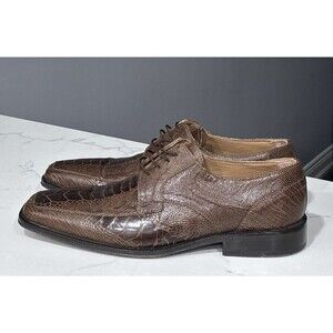 David Eden Ostrich Leg Shoes Mens 10.5 Brown Leather Derby Hand Made